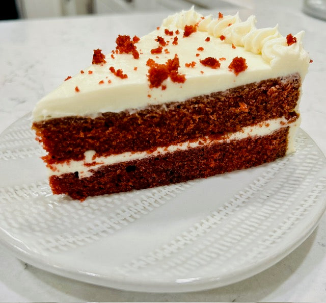 Red Velvet Cake with Cream Cheese Frosting (only available for pick up)